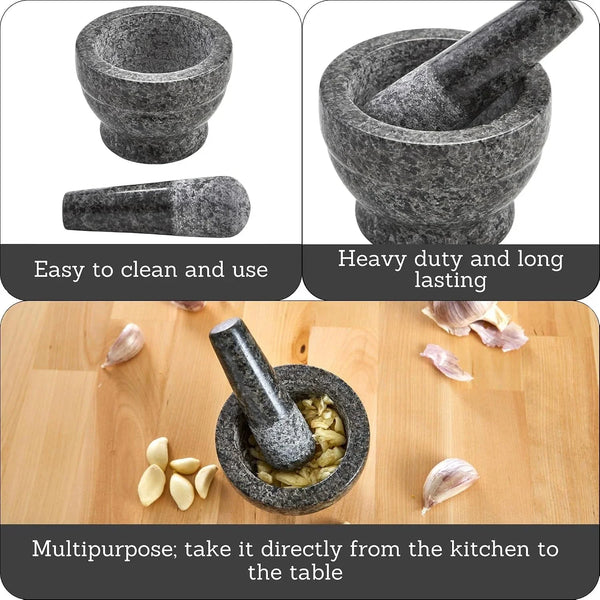 USA Small Polished Mortar and Pestle, 3.75”, Granite | Ideal for Grinding Spices and Herbs2
