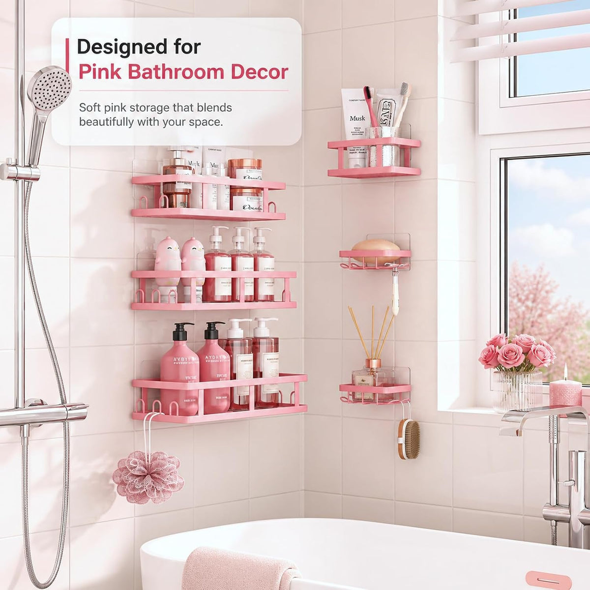 pink-shower-caddy-6-pack-adhesive-shower-shelves