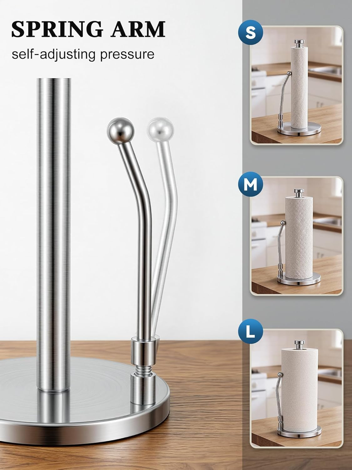 paper-towel-holder-countertop-non-slip-weighted-base-silver