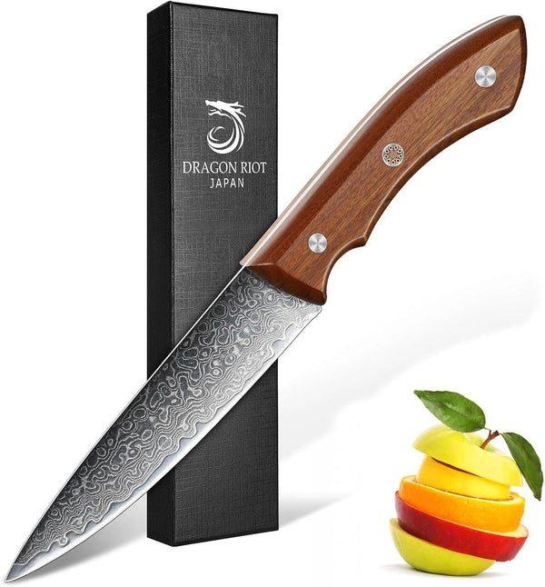 5 Inch Damascus Paring Knife, VG10 Steel, Fruit Knife | VG10 Steel Core, Ergonomic Wood Handle, for Slicing, Chopping and Everyday Food Prep1