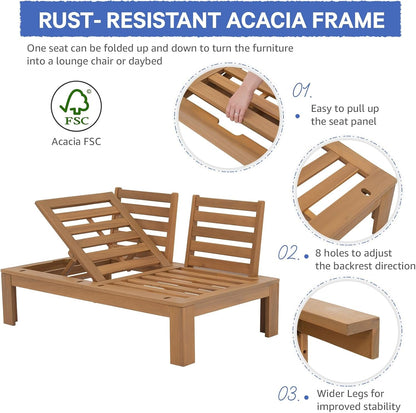 6 Piece Acacia Wood Patio Furniture Outdoor Sectional Sofa Set4