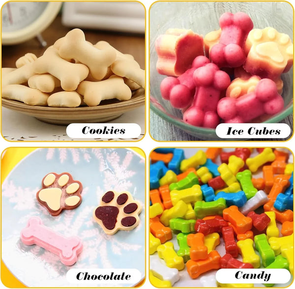 6PCS Silicone Molds Puppy Dog Paw and Bone, Elegant Chocolate Molds for Baking, Non-Stick Gummy Molds, Dog Treat Molds, Used for Chocolate, Candy,Pudding, Jelly,Ice Cube,Biscuits,Dog Treat by6