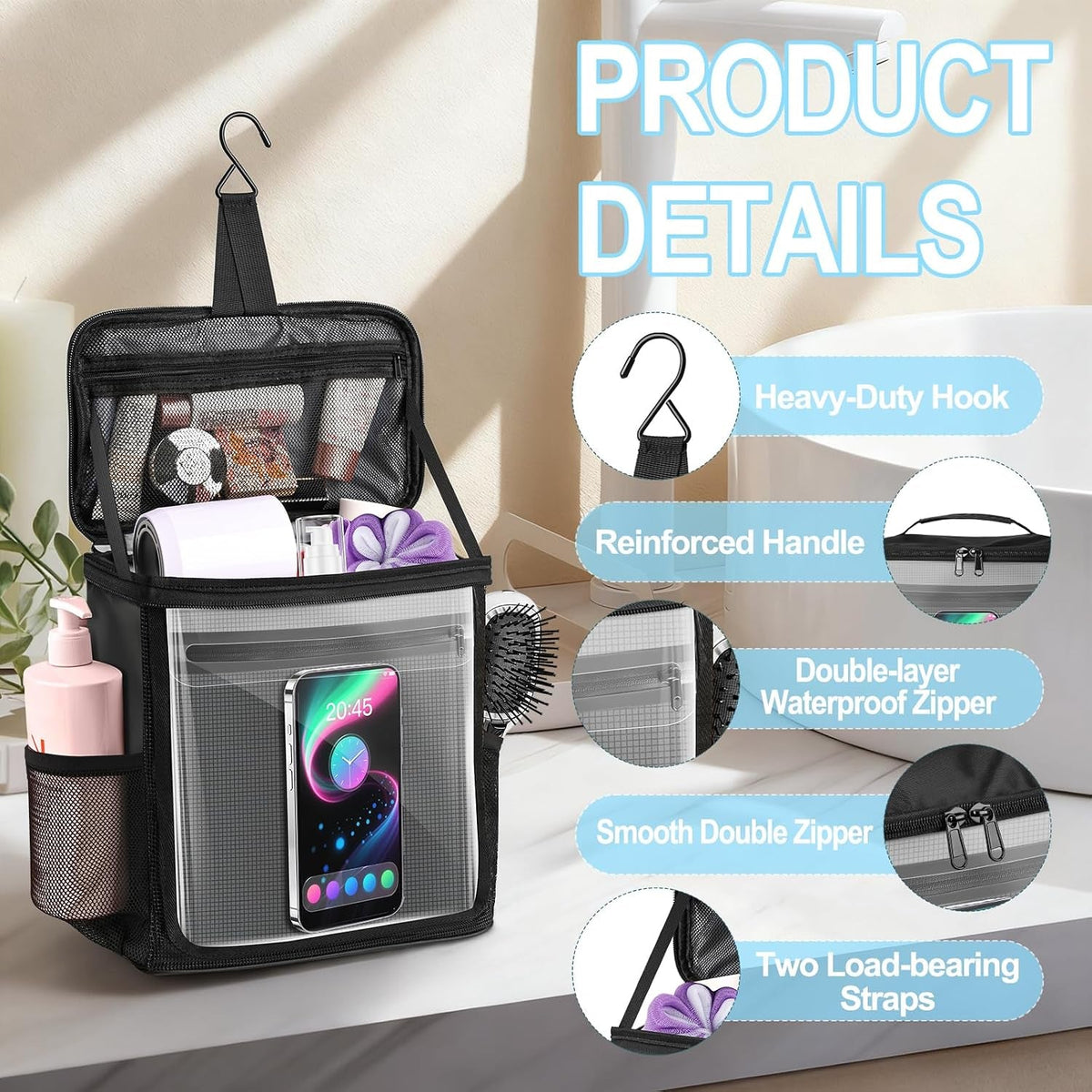 hanging-shower-caddy-portable-travel-toiletry-bag-for-men-women-large-capacity-with-hook-dorm-room-essentials-with-waterproof-phone-compartment-for-bathroom-picnic-gym-travelblack