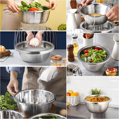 Colander Stainless Steel 3-Quart with Bowls,Strainer for Kitchen(2Pc)5