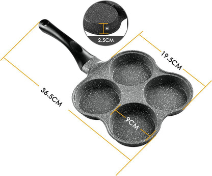 Rustless Egg Frying Pan | 4-Cup Nonstick Easy Clean Egg Cooker Omelet Pan for Breakfast Swedish Pancake, Plett, Crepe Pan Gas Stove and Other Stoves Cookware4