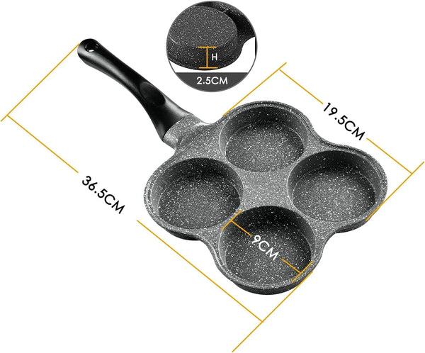 Rustless Egg Frying Pan | 4-Cup Nonstick Easy Clean Egg Cooker Omelet Pan for Breakfast Swedish Pancake, Plett, Crepe Pan Gas Stove and Other Stoves Cookware4