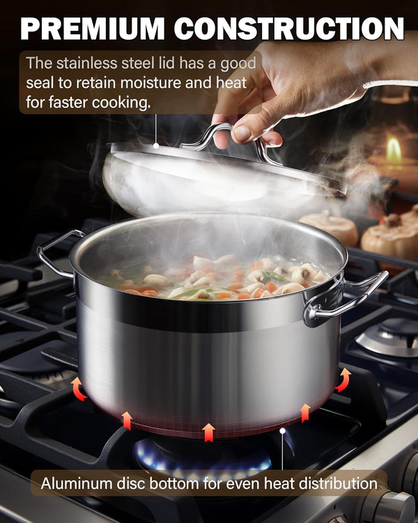 Professional Cookware Set, Stainless Steel Pots Kitchen Set Includes Saucepans, Sauté Pan, Dutch Oven with Lids - Induction Compatible, 8-Piece3