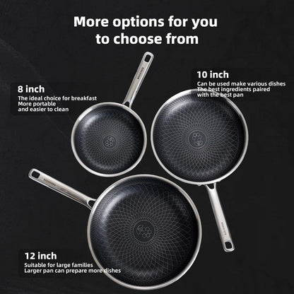 12 Inch Hybrid Honeycomb Nonstick Skillet with Lid, Stainless Steel Pan, Stay-Cool Handle, PFOA PFOS Free Non Toxic, Induction, Dishwasher & Oven Safe 437°F All Cooktops8