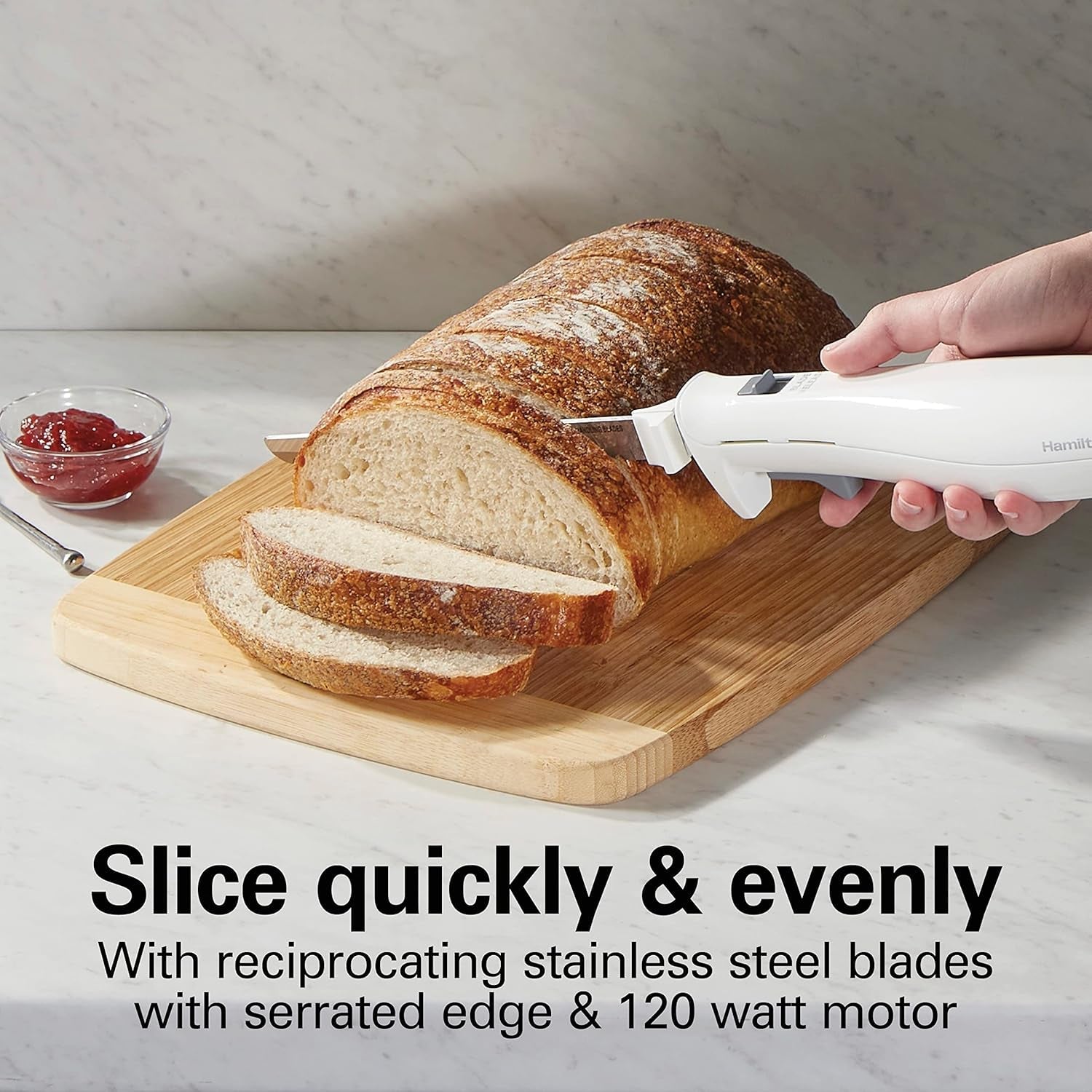 electric-knife-set-for-carving-meats-poultry-bread-crafting-foam-more-reciprocating-serrated-stainless-steel-blades-ergonomic-design-storage-case-fork-included-5-foot-cord