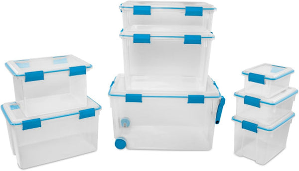 120 Qt Wheeled Gasket Box, Stackable Storage Bin with Latching Lid, Handle and Tight Seal, Plastic Container with Clear Base and Lid, 1-Pack7