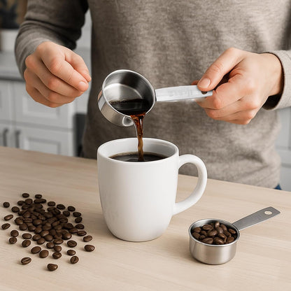 4 Pcs 1/4 Cup Measuring Cup, 60 Ml Stainless Steel Measuring Cups Inner Scale Metal Liquid Measure Scoop 2 Oz Cups for Coffee, Cooking, Baking, Kitchen Wet and Dry Ingredients, Dishwasher Safe4