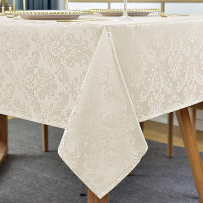 Jacquard Tablecloth Rectangle 52 X 70 Inch Beige Spill Proof1