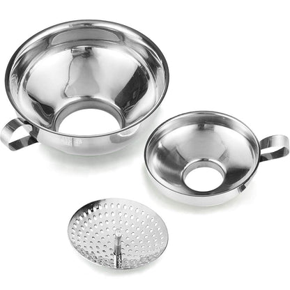 Canning Funnel with Strainer for Wide and Regular Mason Jars - Wide-Mouth Funnels for Kitchen Use - Canning Supplies Kit - Stainless Steel - 3 Pack (Small and Large)1