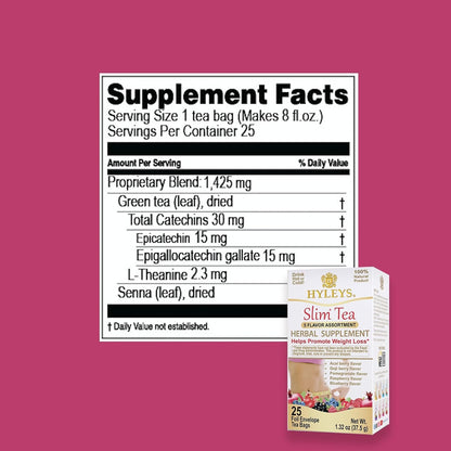 Slim Tea, 5 Flavor Weight Loss Variety Pack, Senna Tea, 25 Bags | Green Tea, Senna Detox & Cleanse, 3 Natural Ingredients, No Added Sugar, 1-Step Bedtime Routine, Supports Digestion10