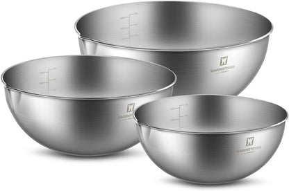 3-Piece Stainless Steel Mixing Bowl Set, Silver Color, Nesting Bowls with Pure Spout, Multipurpose Kitchen Basket, 1.56Quarts/3.17Quarts/4.23Quarts (No Color Added)9