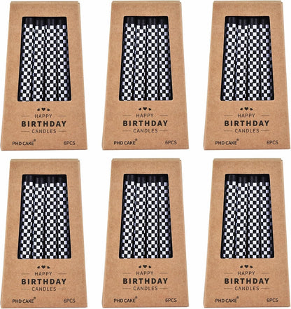 36 Pcs Racing Cars Themed Birthday Candles, Black and White Checkered Flag Candles, Kid'S Party Decoration7