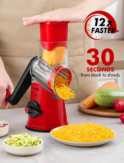Rotary Cheese Grater Hand Crank, Cheese Shredder Vegetable Slicer2