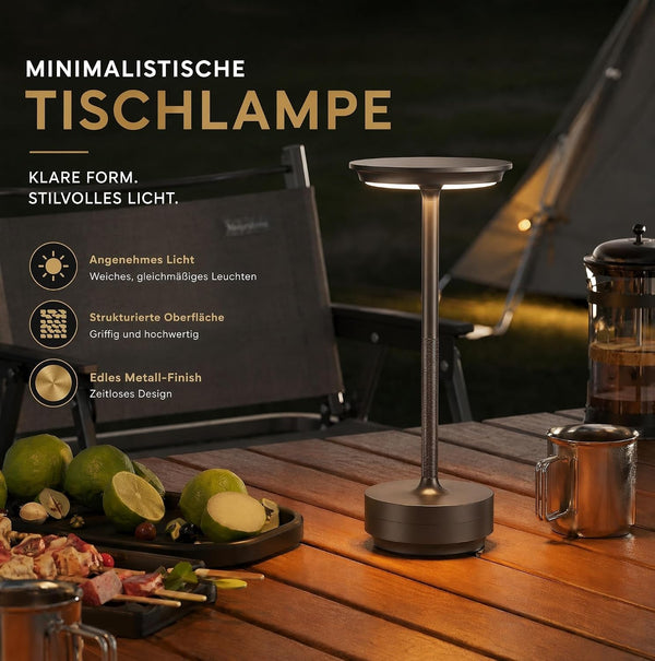Rechargeable Table Lamp(Black), Cordless LED Desk Lamp with 5200Mah Battery, Touch Control, 3 Color Temperatures, Adjustable Brightness, Portable for Home, Hotel, Cafe & Camping4