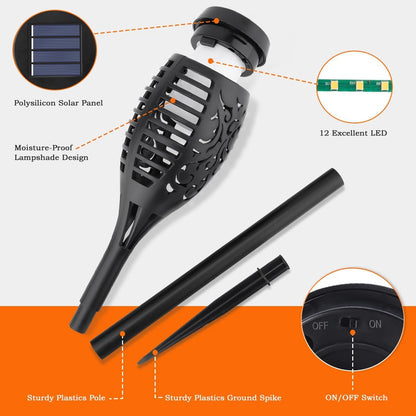 10Pack Solar Torch Light Outdoor Flickering Flame for Halloween Decorations6