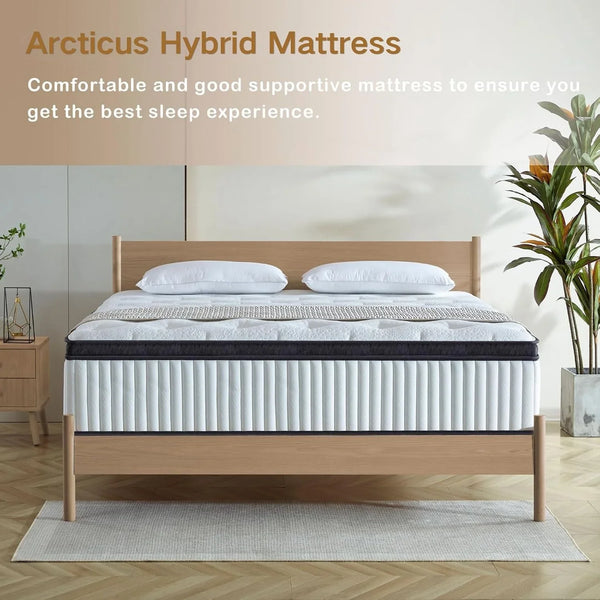 Queen Mattress, 12 Inch Queen Size Hybrid Mattress in a Box with Memory Foam and Individually Pocketed Spring, Motion Isolation, Pressure Relief, Medium Firmness, Certipur-Us Certified3