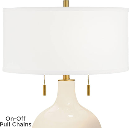 Toby Brass 28" Tall Table Lamp Gold Steamed Milk White Glass Pull Chain2