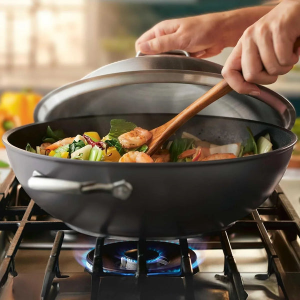 Accolade Forged Hard Anodized Nonstick Wok / Stir Fry Pan with Lid, 13.5 Inch - Moonstone Gray2