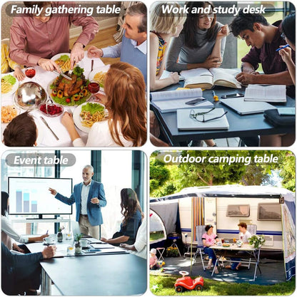| 6FT Folding Table | White | Portable Plastic Table | with Carry Handle | Waterproof & Foldable Table Design | Steel Frame with Lock | for Events, Camping, Indoor & Outdoor Use7