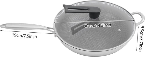14 Inch Wok Pan with Lid, Food-Grade Stainless Steel Woks & Stir-Fry Pans Nonstick, Dishwasher and Oven Safe, Cooking Pan Compatible with Gas & Induction Cooker5