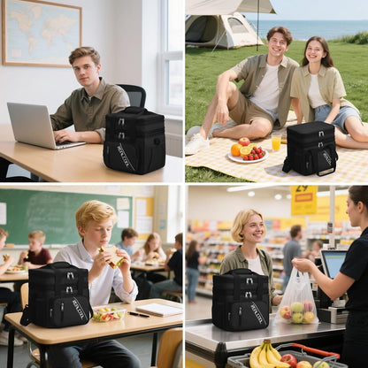 Insulated Lunch Bag, Portable Double Deck Lunch Box for Men Women9
