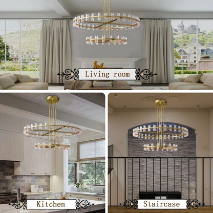 D32''+D40'' Large Gold Wagon Wheel Chandelier 72-Lights Gold round Chandeliers Glass Chandelier for Dining Room,Living Room Vintage Chandeliers3