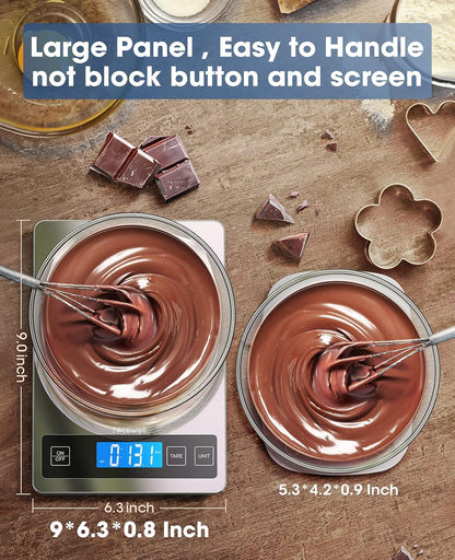Food Scale 22Lb Digital Kitchen Scale for Cooking Baking | 1G/0.1Oz Precise Graduation, Backlit LCD, Tare Function, Weight Grams and Oz, Easy Clean Stainless Steel and Tempered Glass2