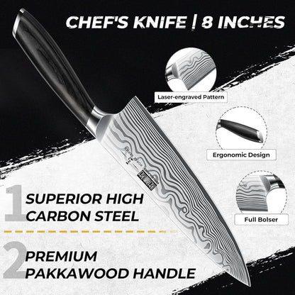 5 Pieces Knife Set, High Carbon Powder Steel Forged Chef Knife Set3