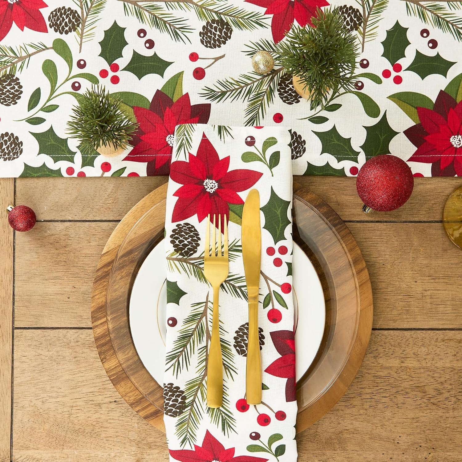 woodland-holly-christmas-holiday-kitchen-table-decor-table-runner-14x72-poinsettia-christmas-greenery