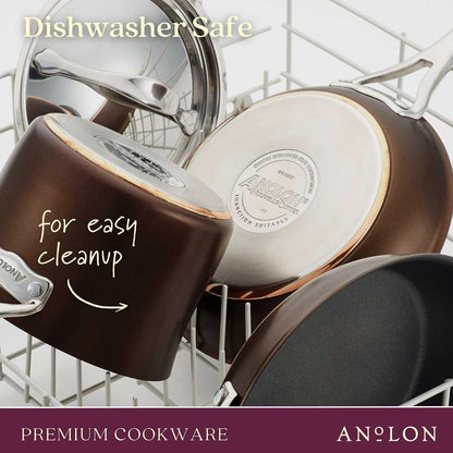 83852 Nouvelle Copper Hard Anodized Nonstick Cookware Set / Pots and Pans Set - 11 Piece, Brown8