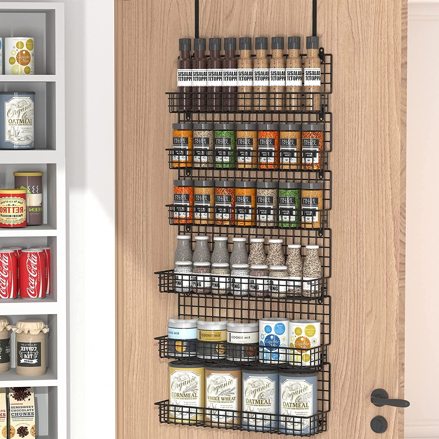 6-tier-spice-rack-organizer-with-door-hook-wall-mounted-over-the-door-spice-racks-for-kitchen-pantry-door-cabinet-two-size-large-capacity-black