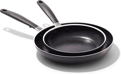 OXO Nonstick 8” and 10” Frying Pan Set, Pfas-Free Ceramic Skillets, Dishwasher & Oven Safe, Stay-Cool Silicone Handle1