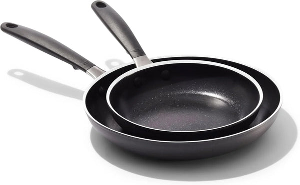 OXO Nonstick 8” and 10” Frying Pan Set, Pfas-Free Ceramic Skillets, Dishwasher & Oven Safe, Stay-Cool Silicone Handle1