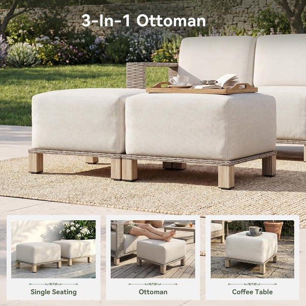 Patio Furniture Set with 10'' Thick Cushions (8 Piece, Gray/Beige)5