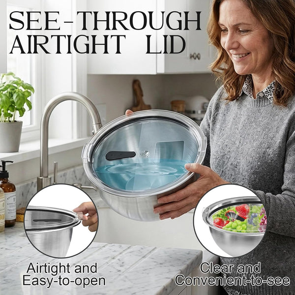 Premium Mixing Bowls, 304 Stainless Steel, See-Through Airtight Lids2