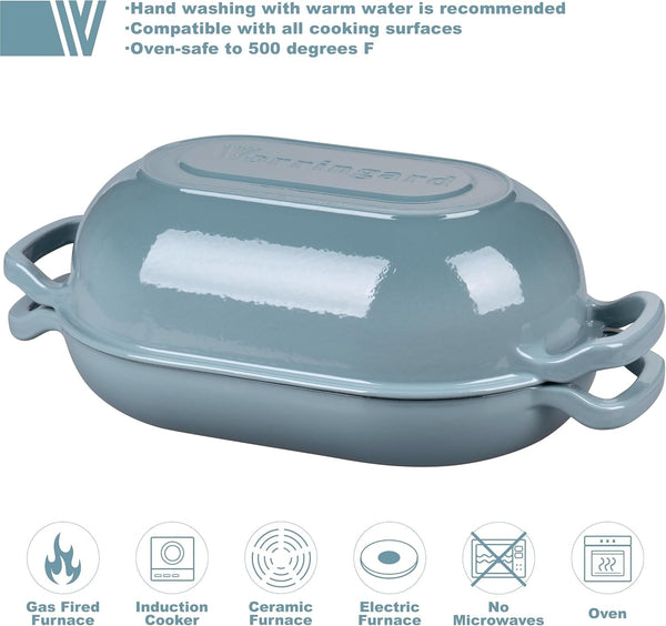 Enameled Cast Iron Sourdough Bread Oven, Dutch Oven, Loaf Cast Iron Bread Pan for Homemade Bread Baking, Meatloaf Pan with Lid, 5QT, Sea Salt3