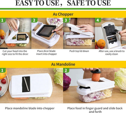 18-In-1 Vegetable Chopper Mandoline Slicer for Kitchen, Food Chopper with Container, Veggie Cutter, Onion Mincer Tomato Dicer, Fruit Slicer Spiralizer, Cheese Grater, Kitchen Gadgets House Essentials6