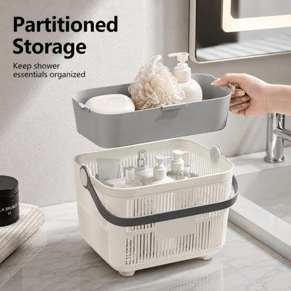 Shower Caddy Portable, Plastic Basket for Dorm, Drain Holes8