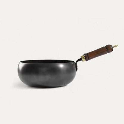 Refined Iron Wok with Wood Handle and Glass Lid, 9.45 in Flat Bottom Nonstick Stir Fry Pan for Gas, Induction, and All Stovetops6