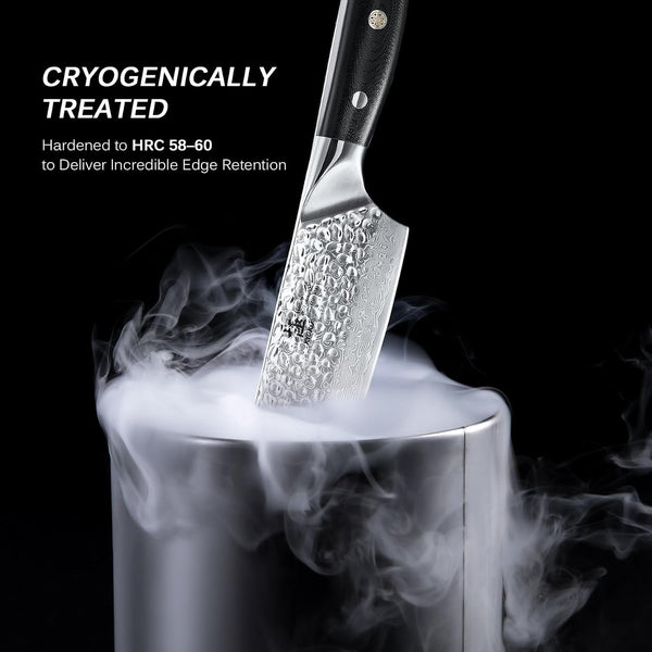 Chef Knife - 8"- Shogun Series Japanese Style VG10 Steel Core Hammered Damascus Blade Kitchen Knife - with Sheath & Case4