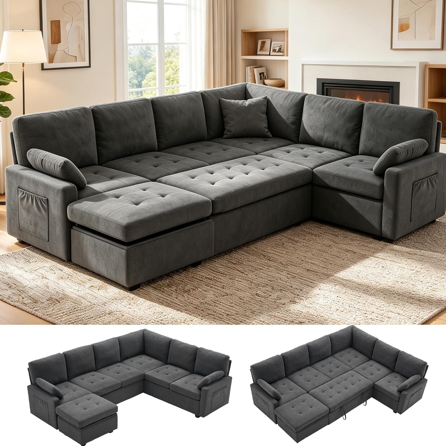 105-u-shape-sleeper-sofa-with-storage-large-7-seat-modular-sectional-with-removable-covers-pull-out-couch-bed-for-living-room-dark-grey