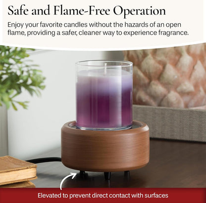 ETC 2-In-1 Candle and Fragrance Warmer for Warming Scented Candles or Wax Melts and Tarts with to Freshen Room, Pewter Walnut3