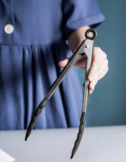 Serving Tongs 9" Cooking Tongs with Silicone Tips, Set of 3 (Black)5