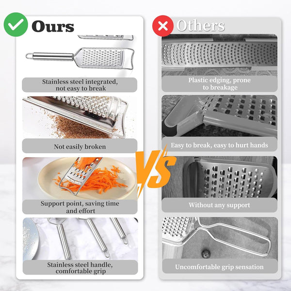 Stainless Steel Cheese Grater Set, Set of 5 Kitchen Grater & Peeler & Slicer, Lemon Zester with Cleaning Brush for Vegetable, Fruit, Chocolate5