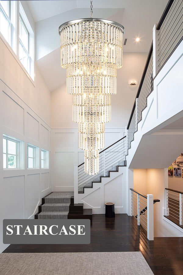 Large Crystal Chandelier for High Ceiling, 28" D X 62" H Modern Chrome Chandelier, 37-Light Luxury Foyer Light Fixture with 79" Adjustable Chain for Staircase Entryway Living Room3