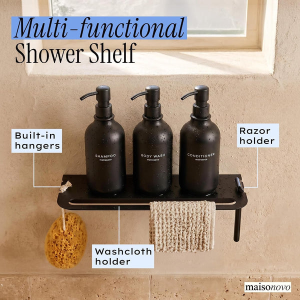 Shower Caddy Bathroom Shelf with Towel Bar Wall Mounted Set of 23